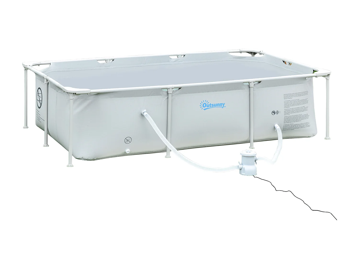 Piscine tubulaire hors sol rectangulaire cadre en métal avec filtre 252L x 152l x 65H cm gris