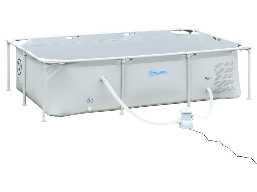 Piscine tubulaire hors sol rectangulaire cadre en métal avec filtre 252L x 152l x 65H cm gris