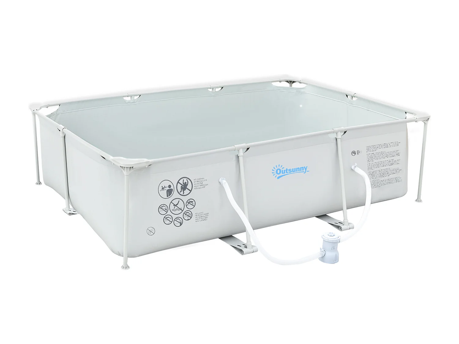 Piscine tubulaire hors sol rectangulaire cadre en métal avec filtre 292L x 190l x 75H cm gris