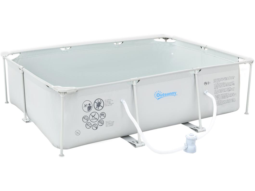 Piscine tubulaire hors sol rectangulaire cadre en métal avec filtre 292L x 190l x 75H cm gris