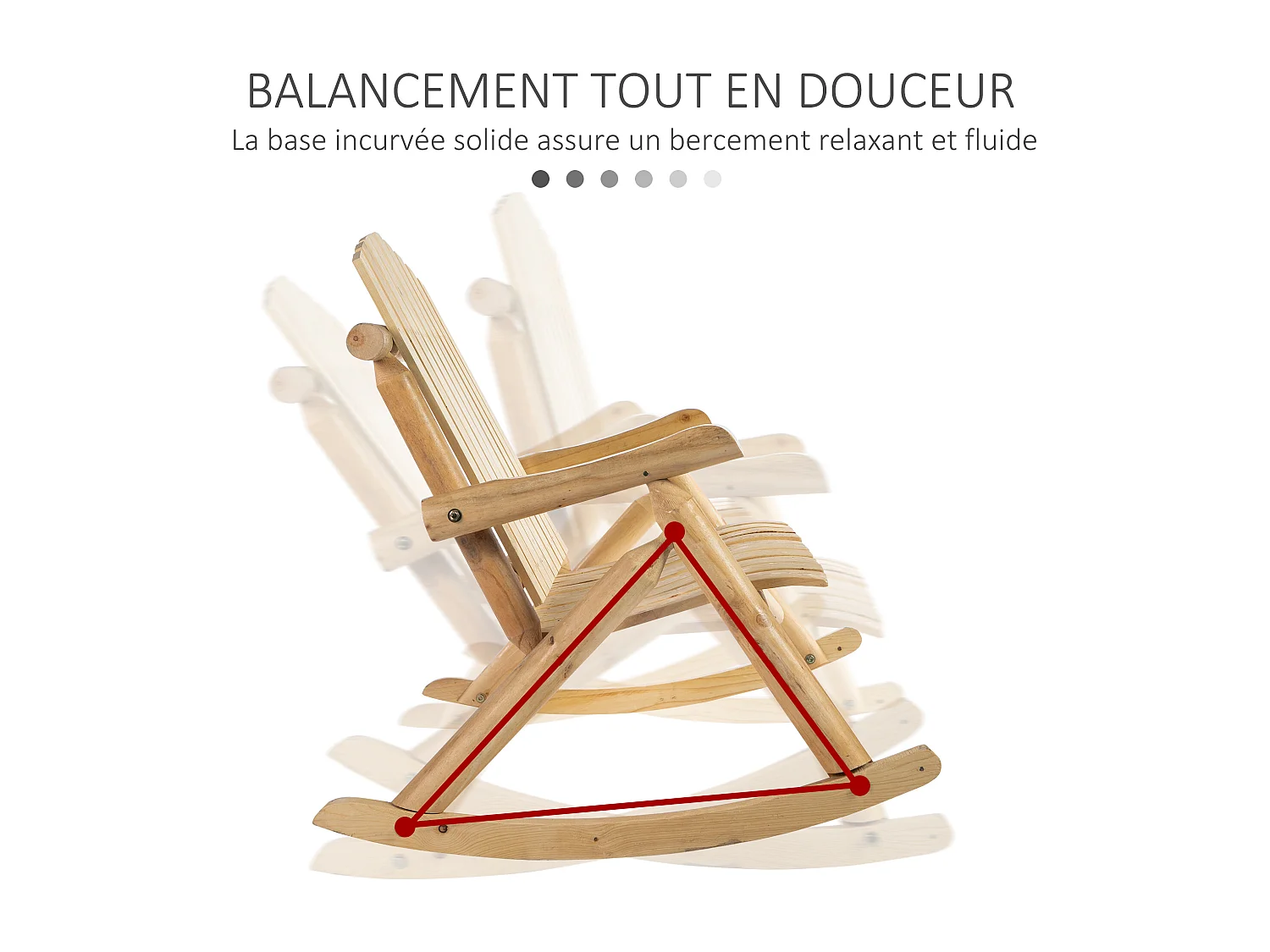 Fauteuil de jardin Adirondack à bascule 2 places rocking chair style néo-rétro assise dossier ergonomique bois naturel de pin