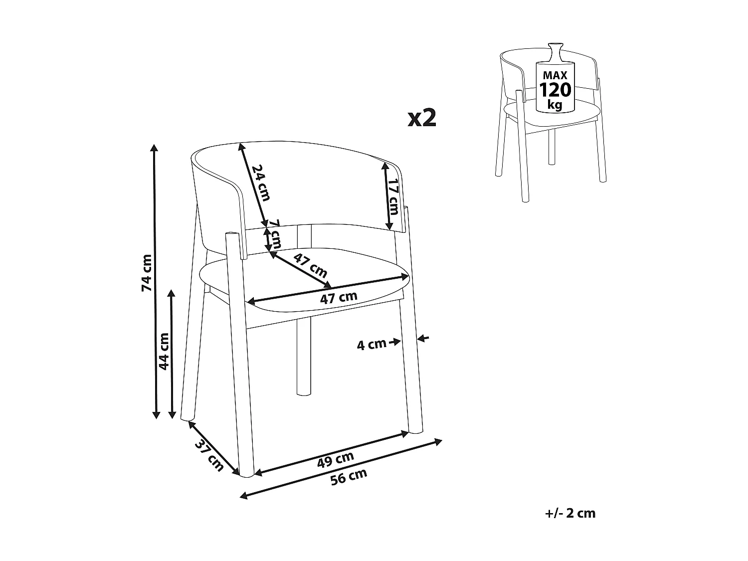 Set van 2 eetkamerstoelen MARIKANA Hout Lichte houtkleur