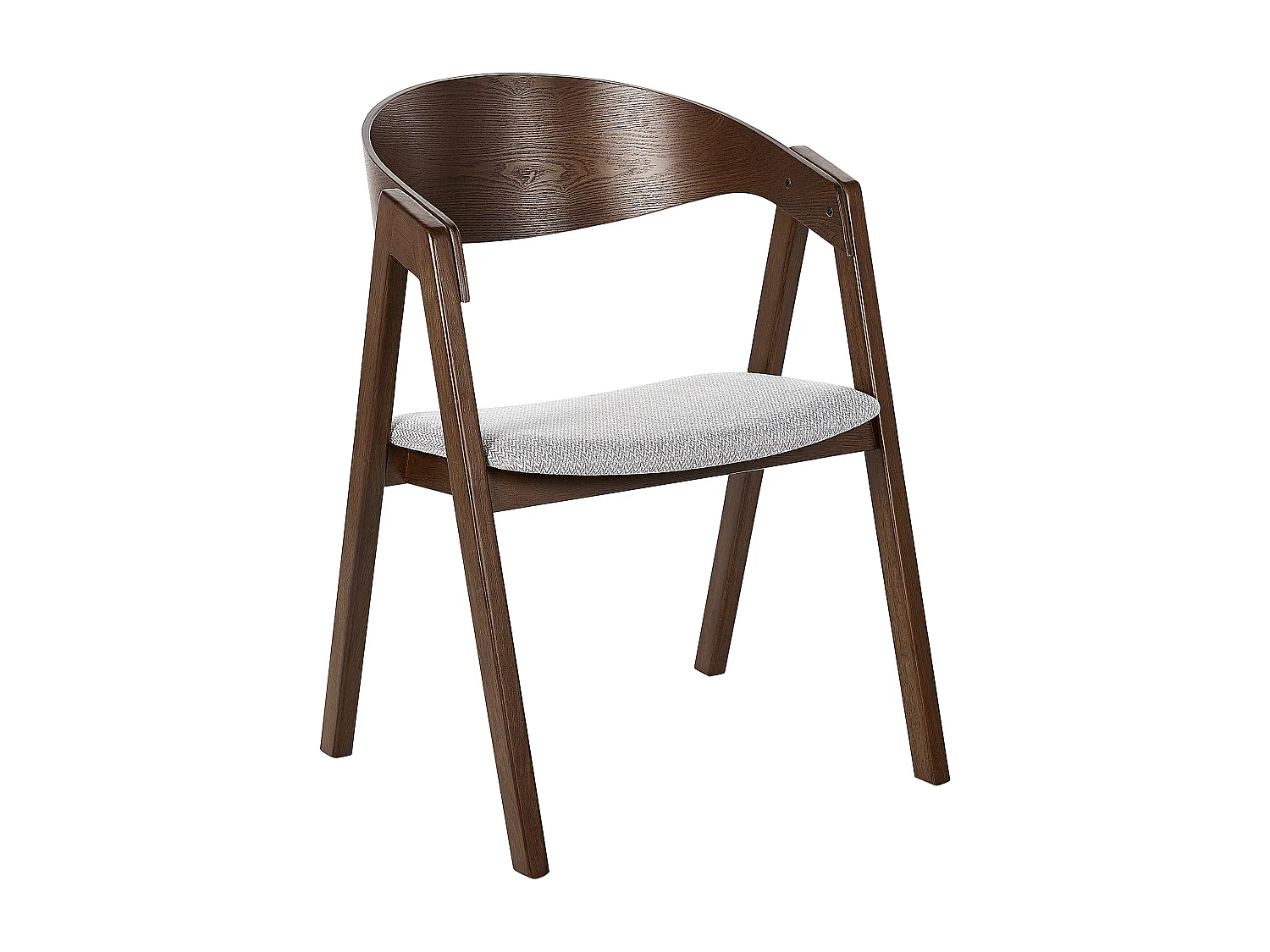 Esszimmerstuhl 2er Set dunkler Holzfarbton Stoffbezug grau mit Holzbeinen Yuba