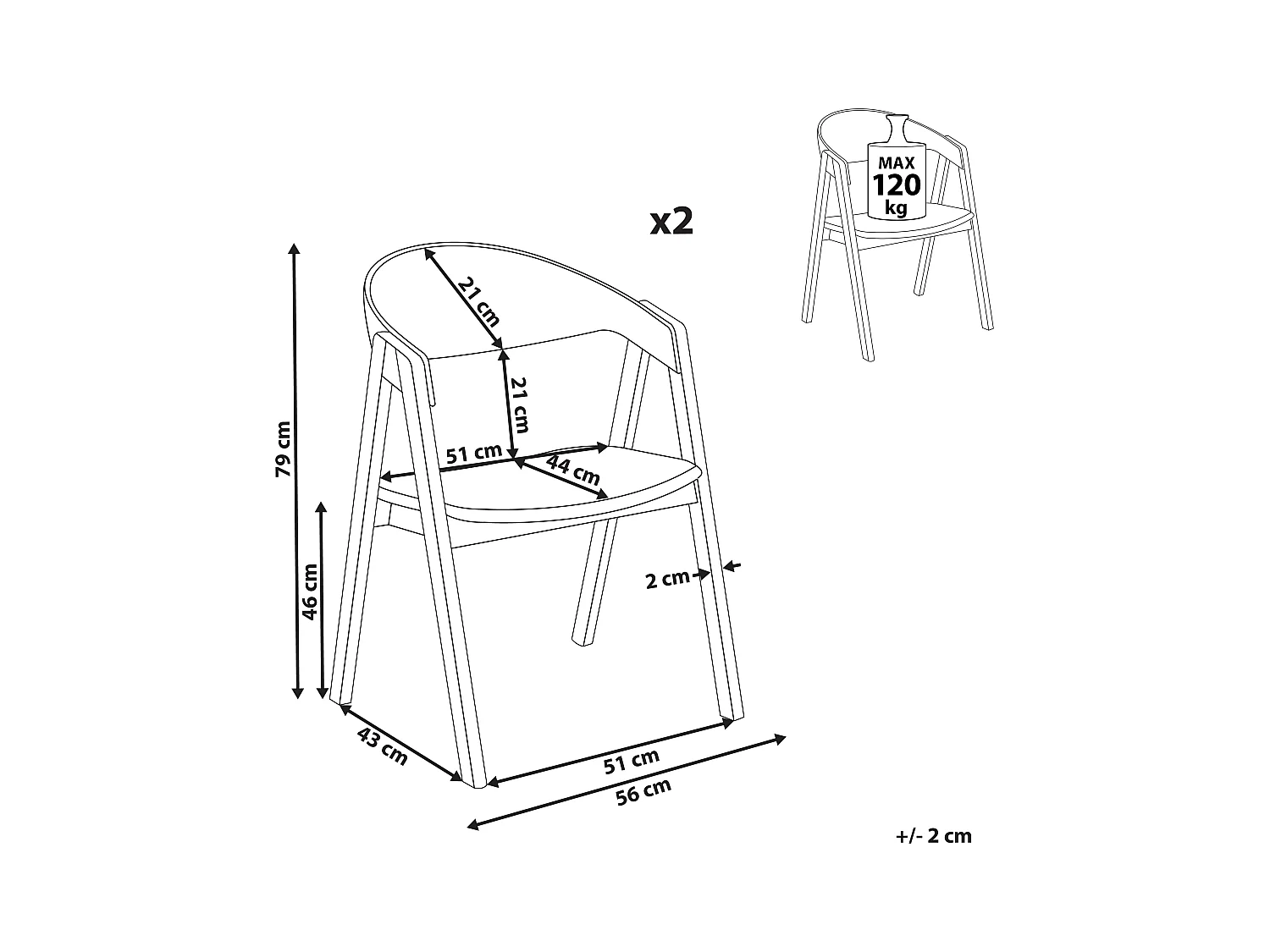 Set di 2 sedie da pranzo YUBA Legno Grigio chiaro