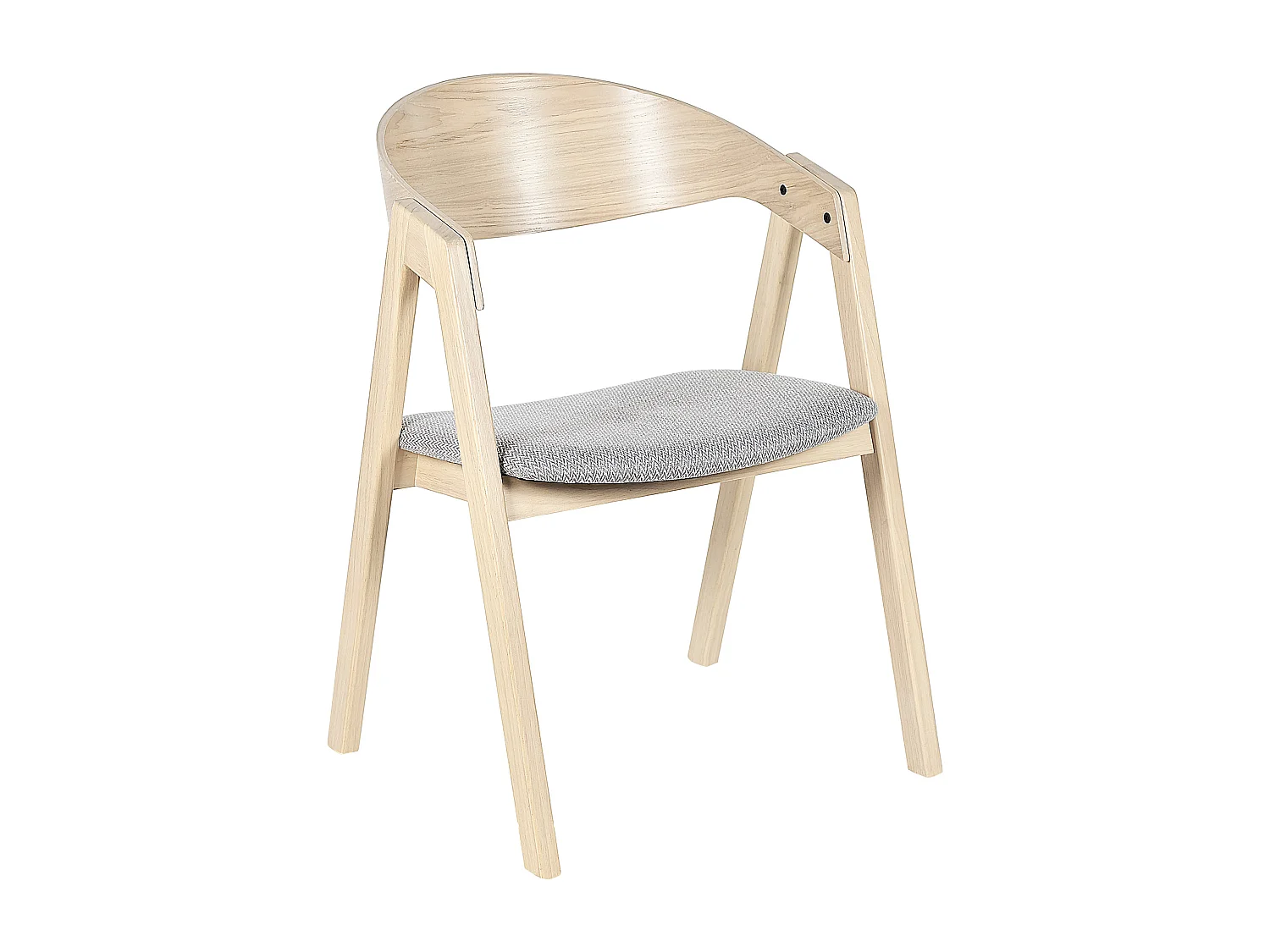 Esszimmerstuhl 2er Set heller Holzfarbton Stoffbezug grau mit Holzbeinen Yuba