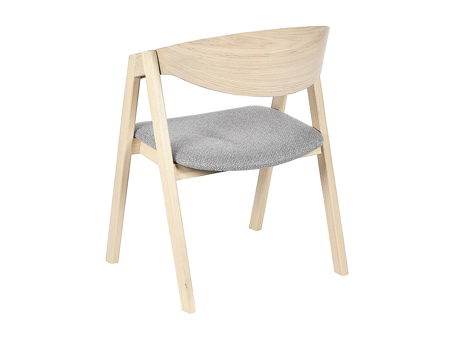 Esszimmerstuhl 2er Set heller Holzfarbton Stoffbezug grau mit Holzbeinen Yuba