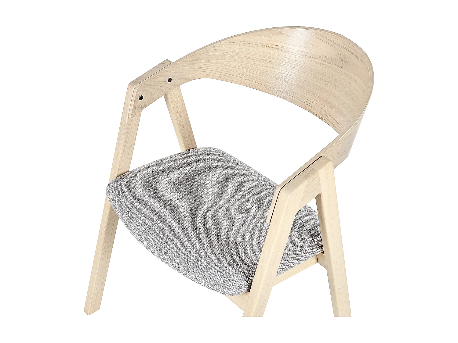 Esszimmerstuhl 2er Set heller Holzfarbton Stoffbezug grau mit Holzbeinen Yuba