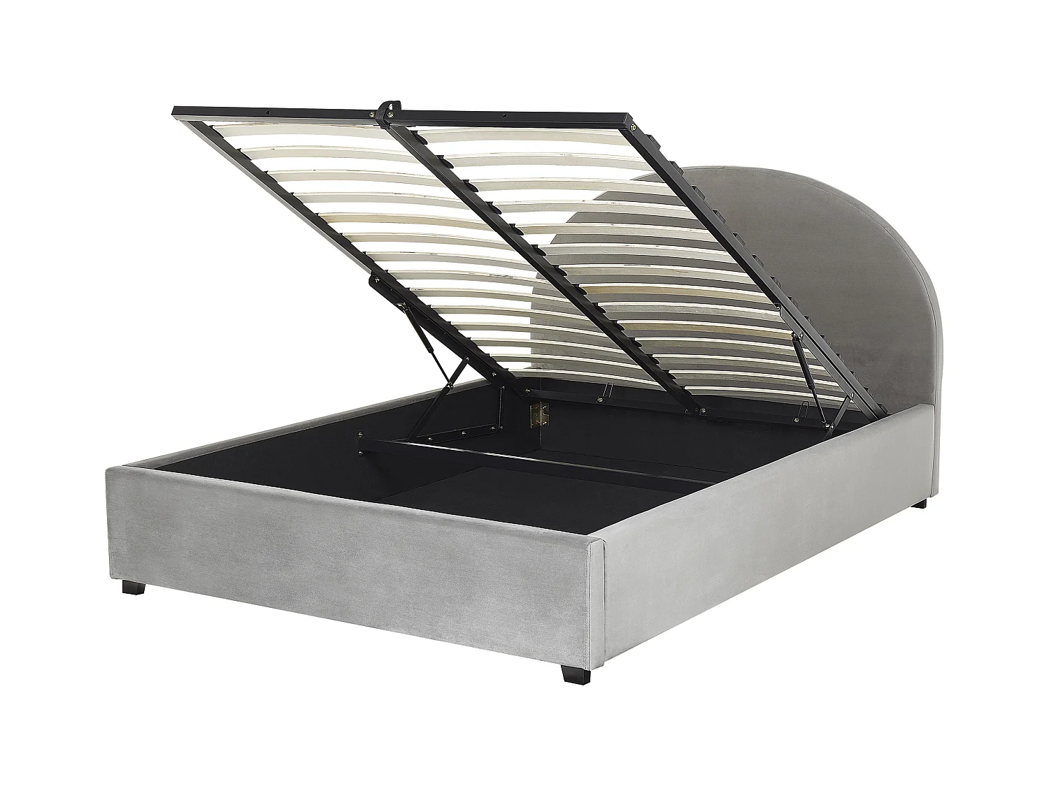 Lit ottoman Velours VAUCLUSE 160 x 200 cm Gris clair