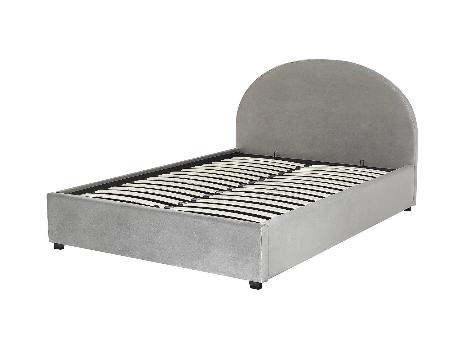 Lit ottoman Velours VAUCLUSE 160 x 200 cm Gris clair