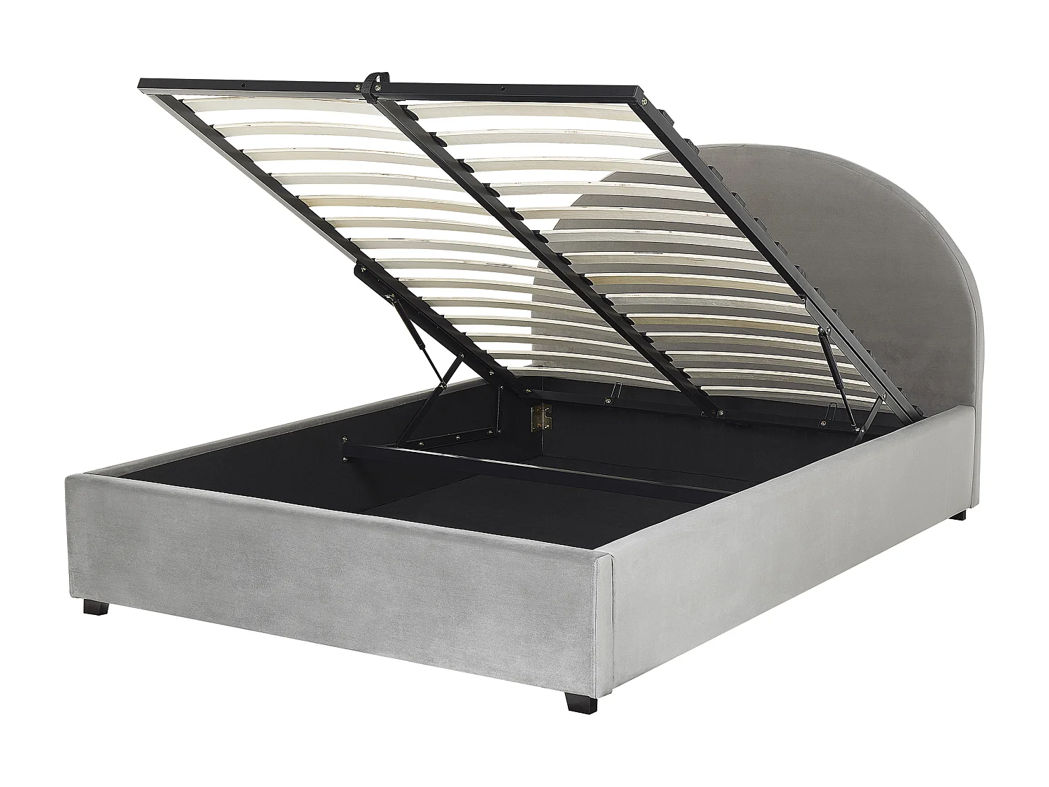 Bed met opbergruimte Fluweel VAUCLUSE 160 x 200 cm Lichtgrijs