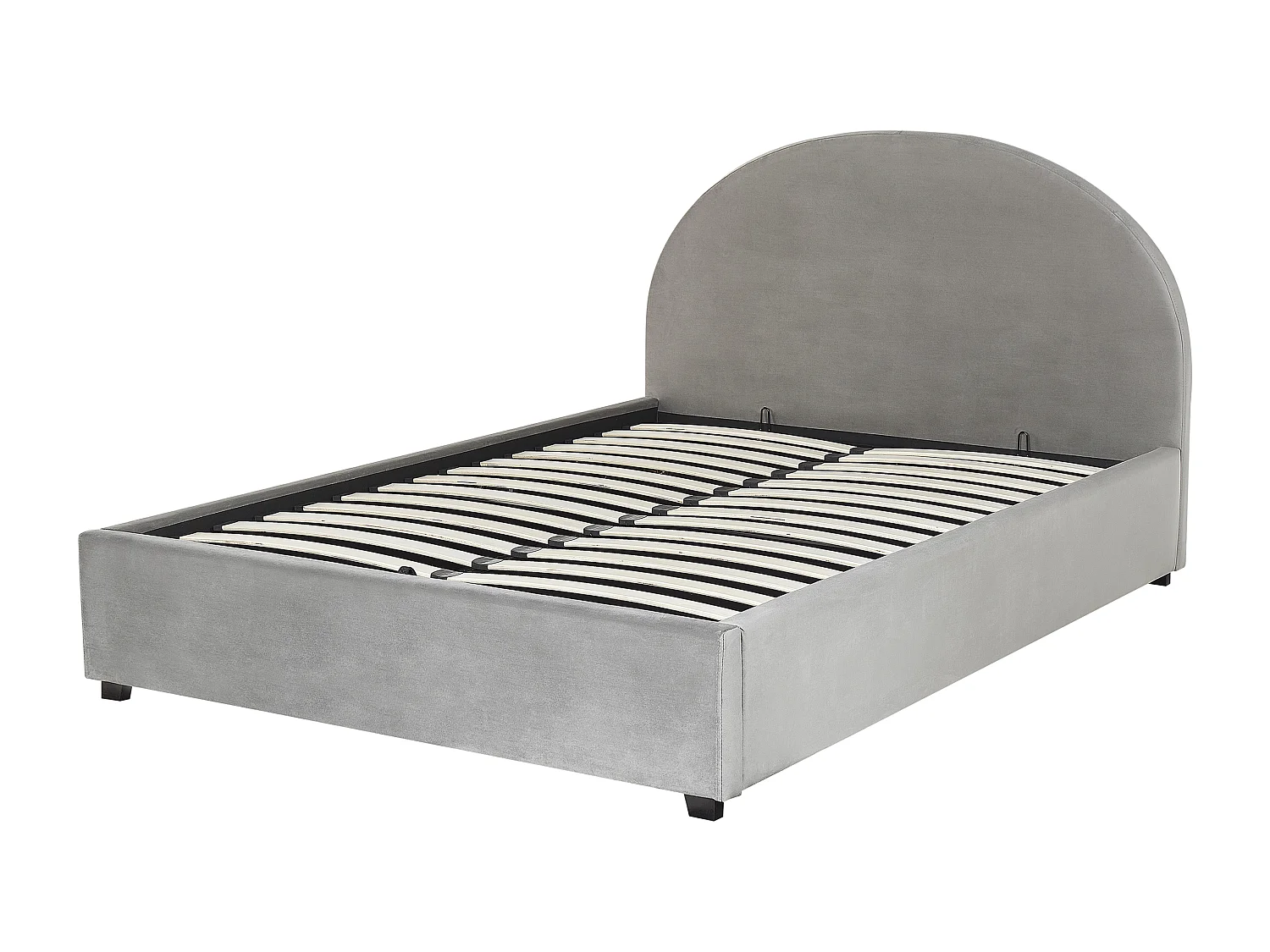 Lit ottoman Velours VAUCLUSE 160 x 200 cm Gris clair