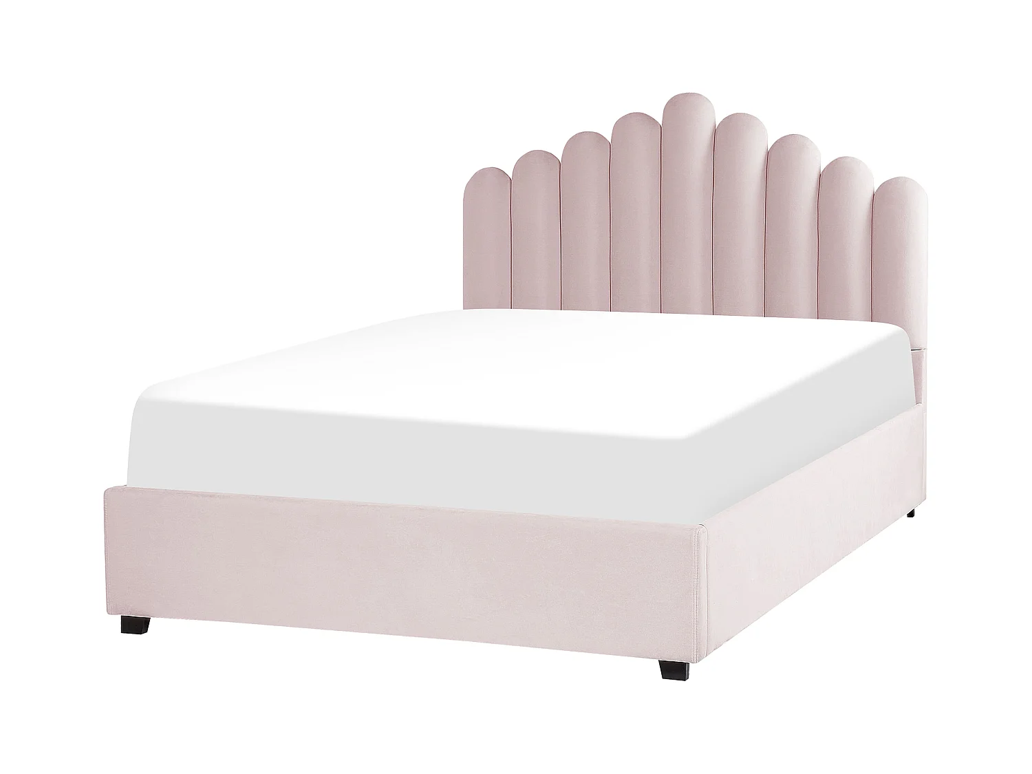 Lit ottoman Velours VINCENNES 140 x 200 cm Rose pastel