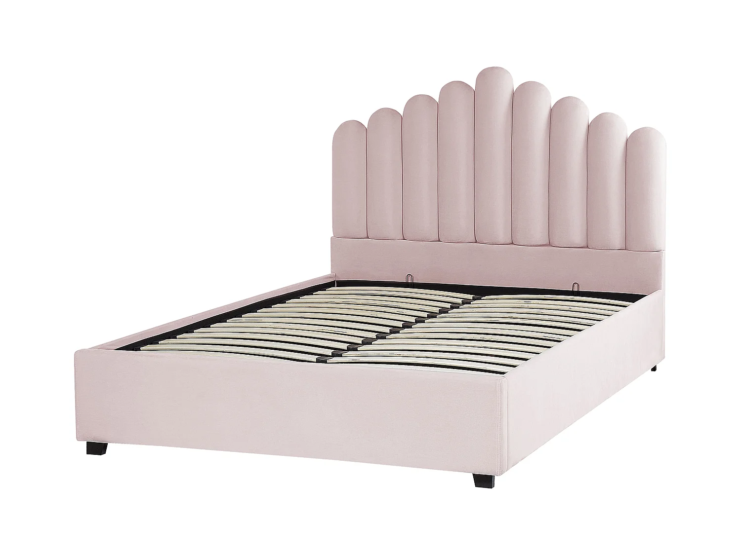 Lit ottoman Velours VINCENNES 140 x 200 cm Rose pastel