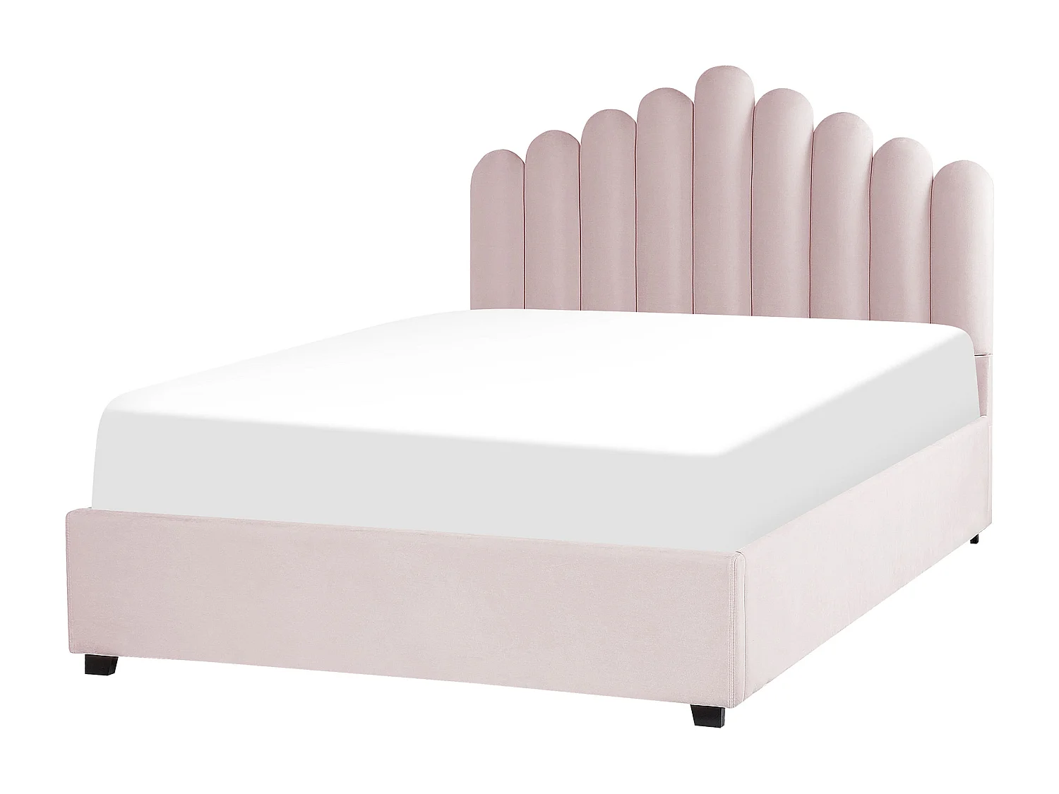 Bett mit Stauraum Samtstoff VINCENNES 140 x 200 cm Pastellrosa