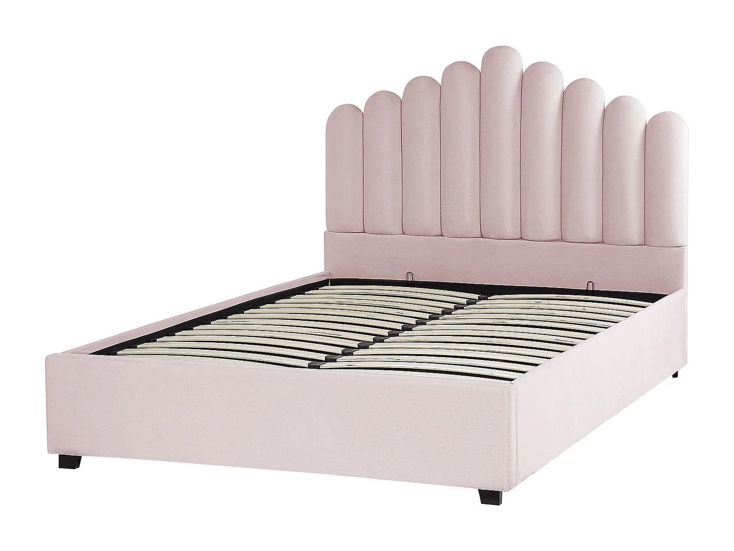 Bett mit Stauraum Samtstoff VINCENNES 140 x 200 cm Pastellrosa