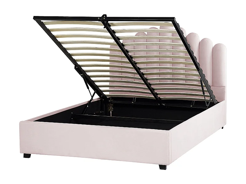 Letto con ottomano Velluto VINCENNES 140 x 200 cm Rosa pastello