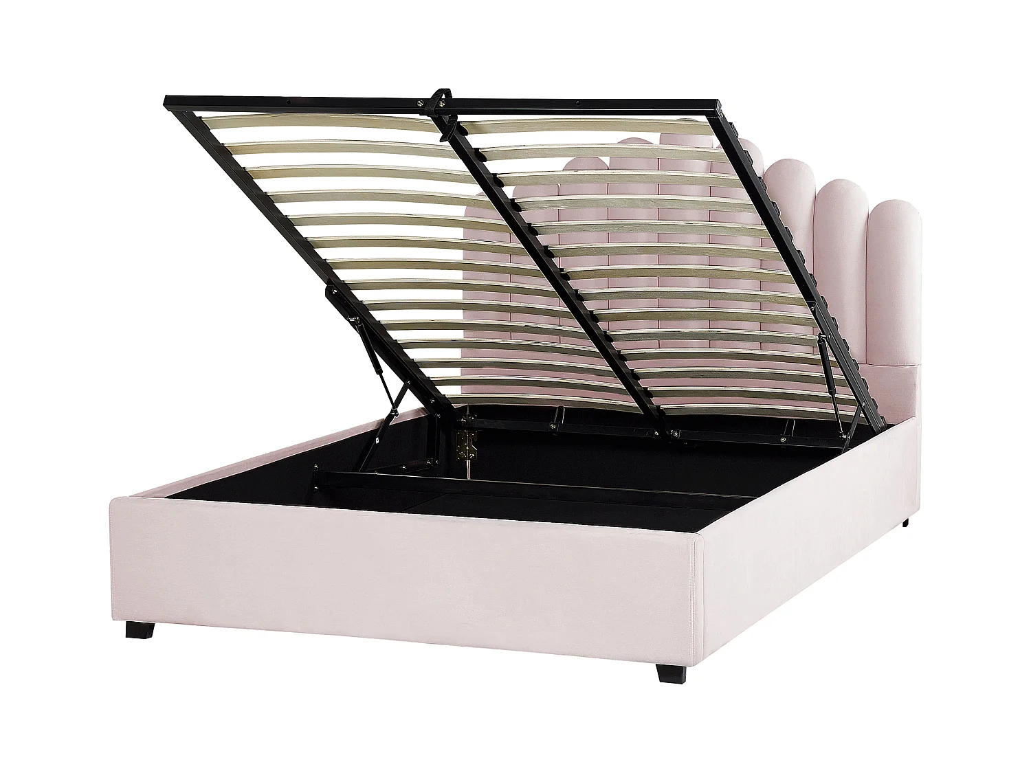 Lit ottoman Velours VINCENNES 160 x 200 cm Rose pastel