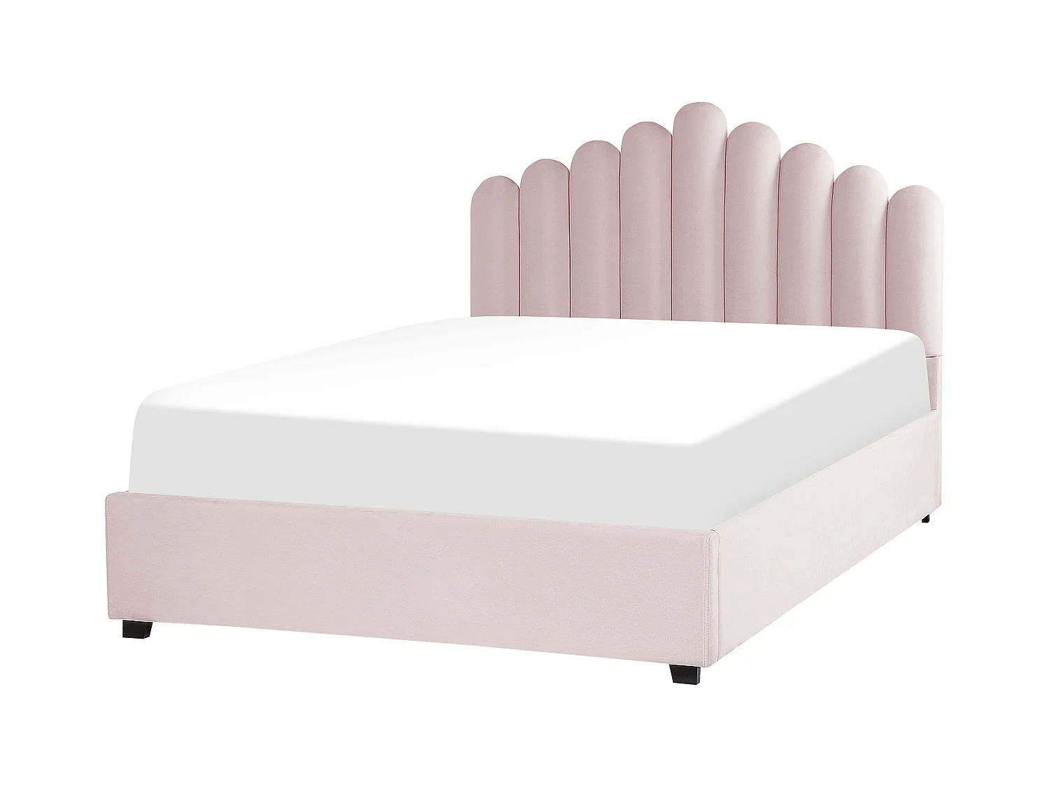 Lit ottoman Velours VINCENNES 160 x 200 cm Rose pastel