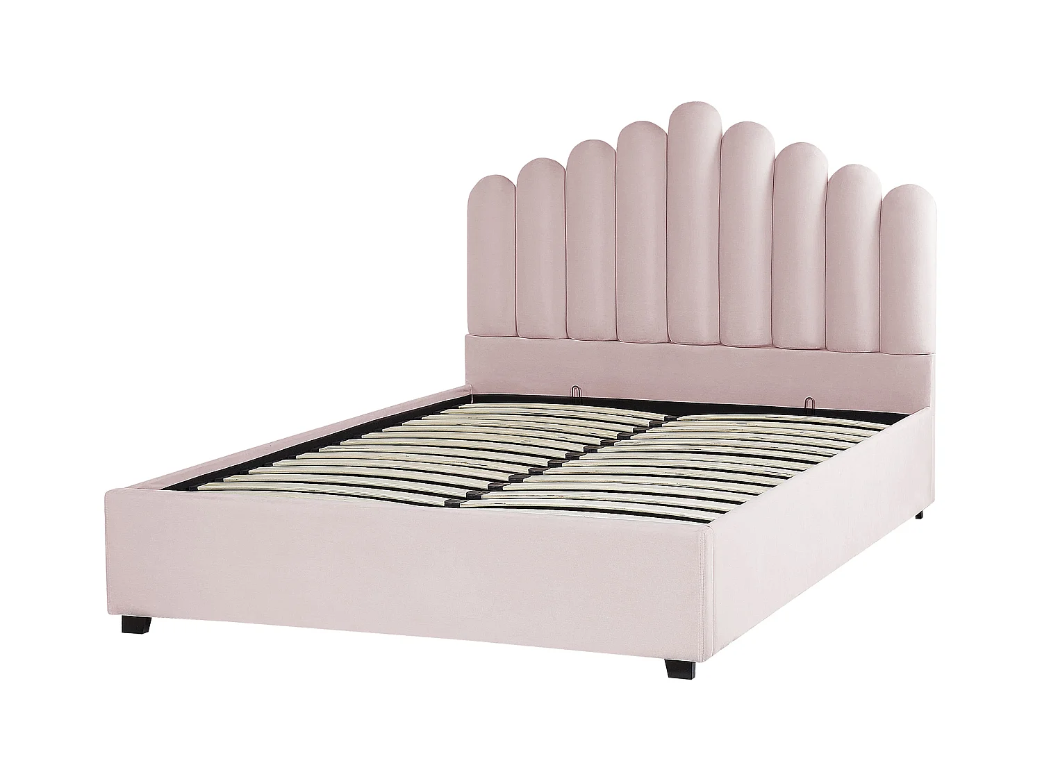 Lit ottoman Velours VINCENNES 160 x 200 cm Rose pastel