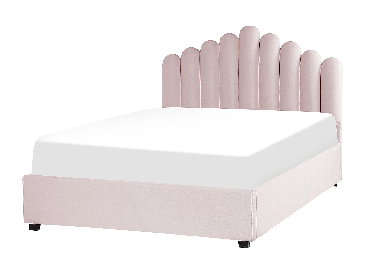 Bed met opbergruimte Fluweel VINCENNES 160 x 200 cm Pastelroze