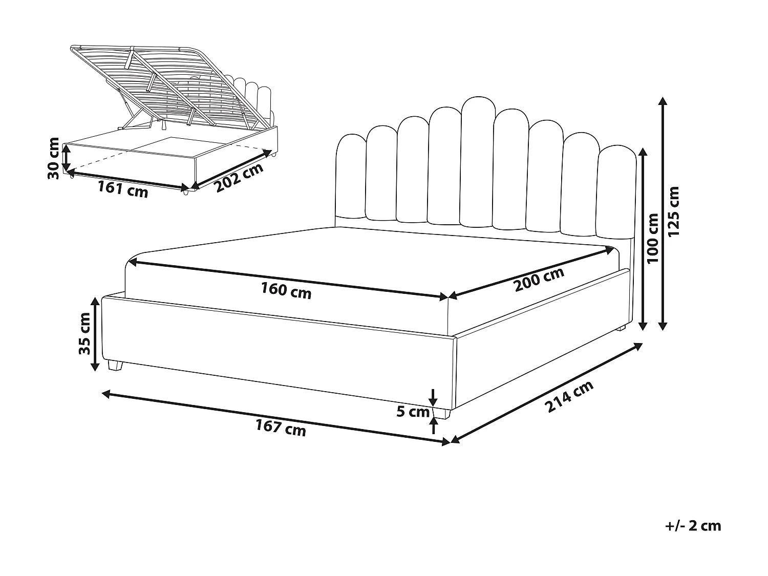 Bett mit Stauraum Samtstoff VINCENNES 160 x 200 cm Pastellrosa