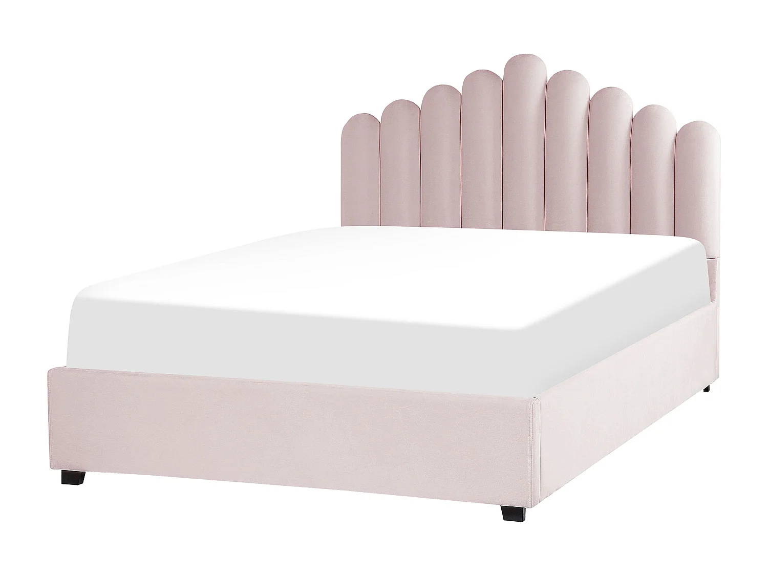 Bett mit Stauraum Samtstoff VINCENNES 160 x 200 cm Pastellrosa
