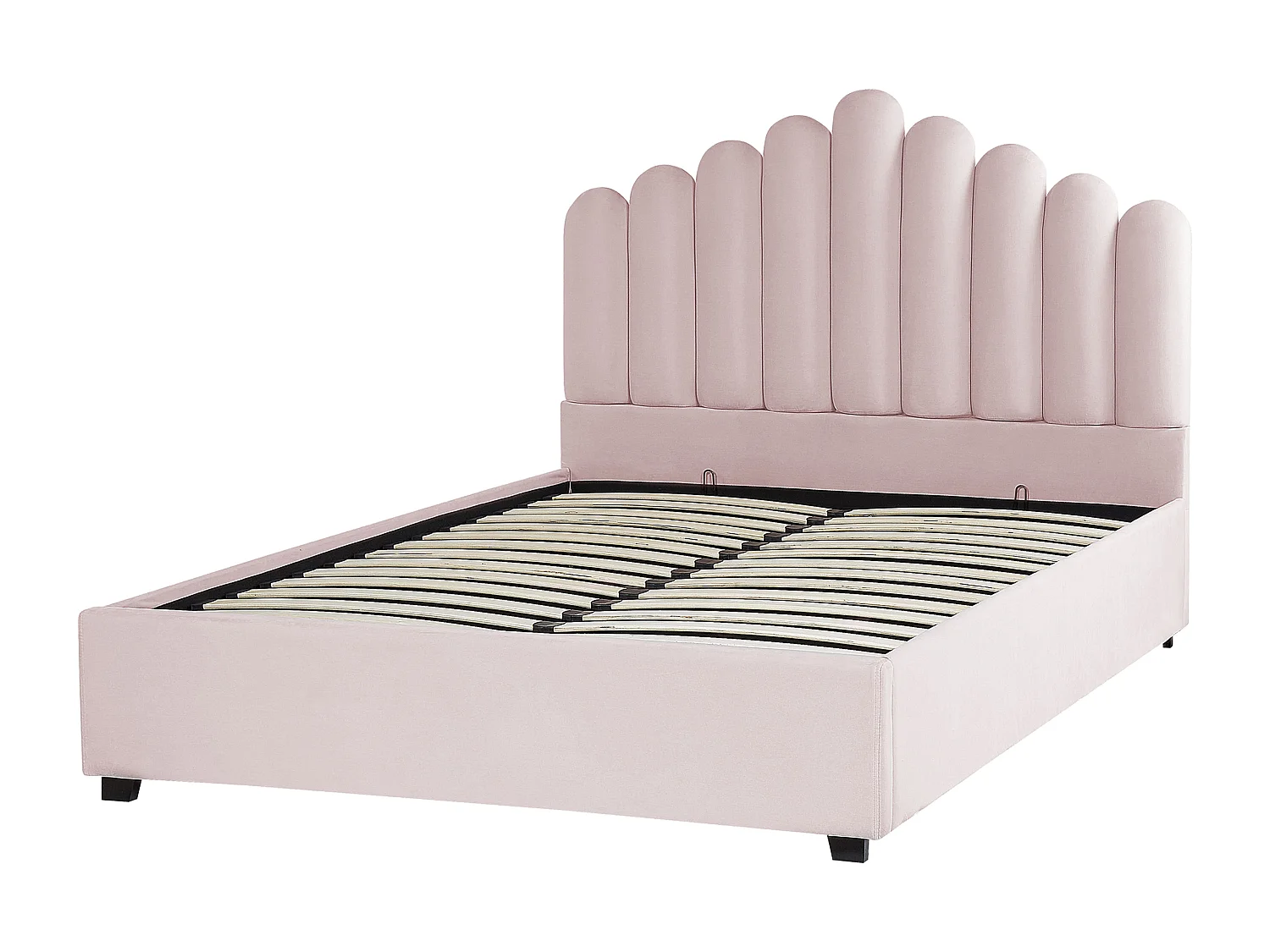 Bett mit Stauraum Samtstoff VINCENNES 160 x 200 cm Pastellrosa