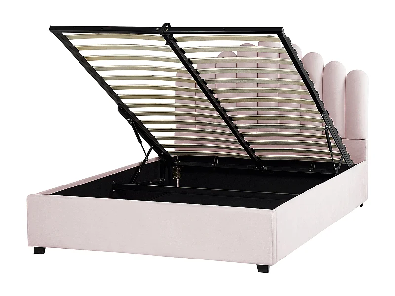 Letto con ottomano Velluto VINCENNES 160 x 200 cm Rosa pastello