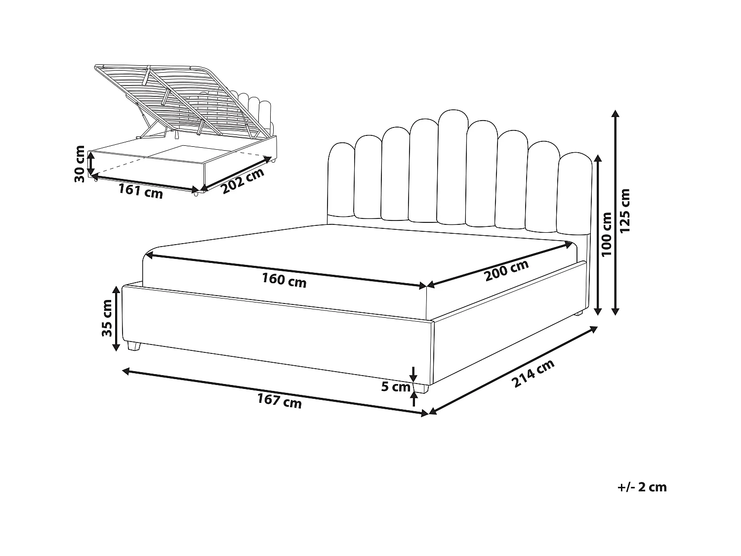 Bed met opbergruimte Fluweel VINCENNES 160 x 200 cm Gebroken wit