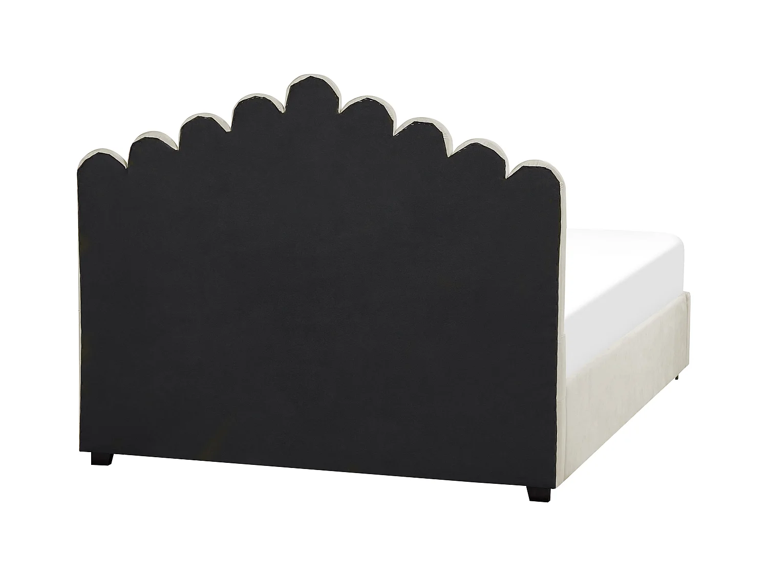 Lit ottoman Velours VINCENNES 160 x 200 cm Blanc cassé