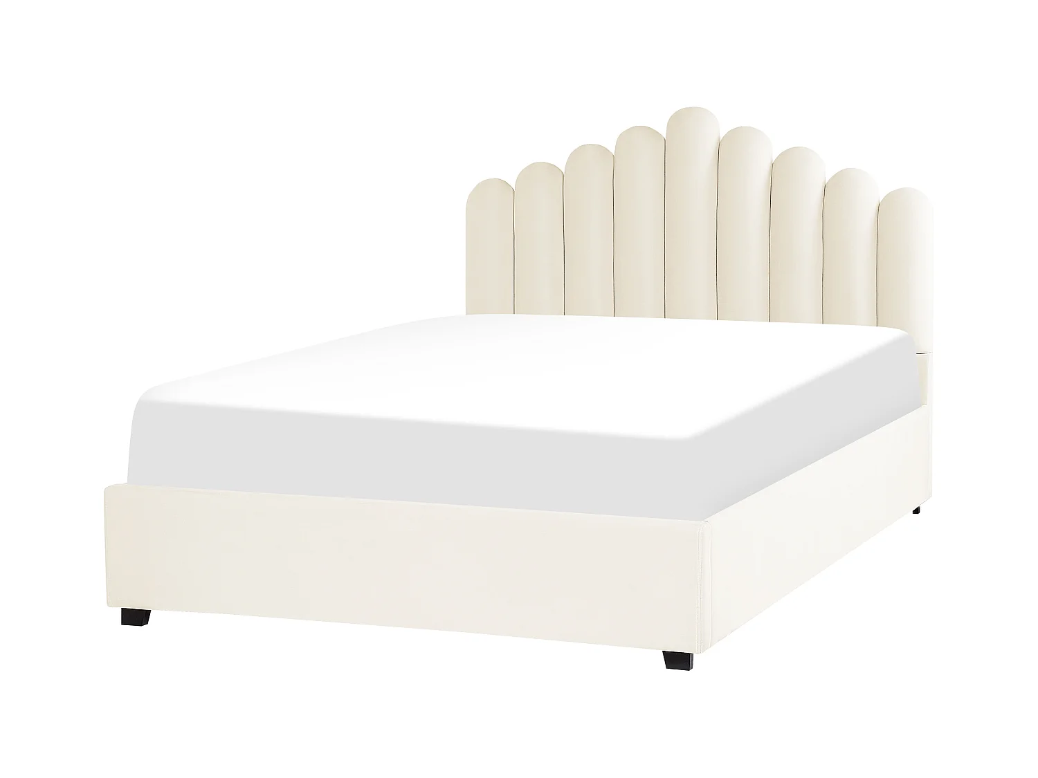 Lit ottoman Velours VINCENNES 160 x 200 cm Blanc cassé