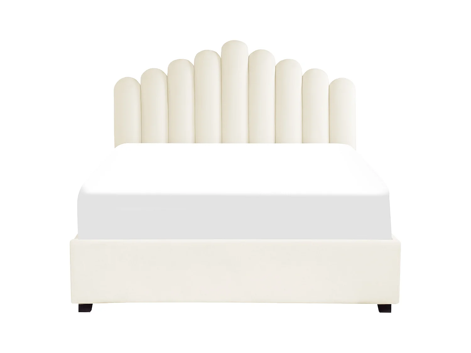 Lit ottoman Velours VINCENNES 160 x 200 cm Blanc cassé