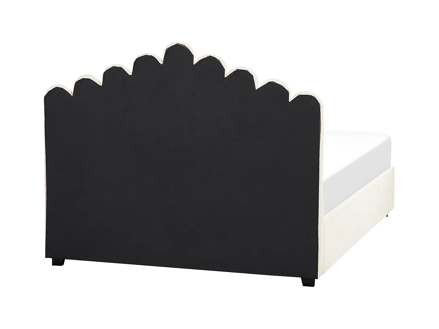 Lit ottoman Velours VINCENNES 160 x 200 cm Blanc cassé