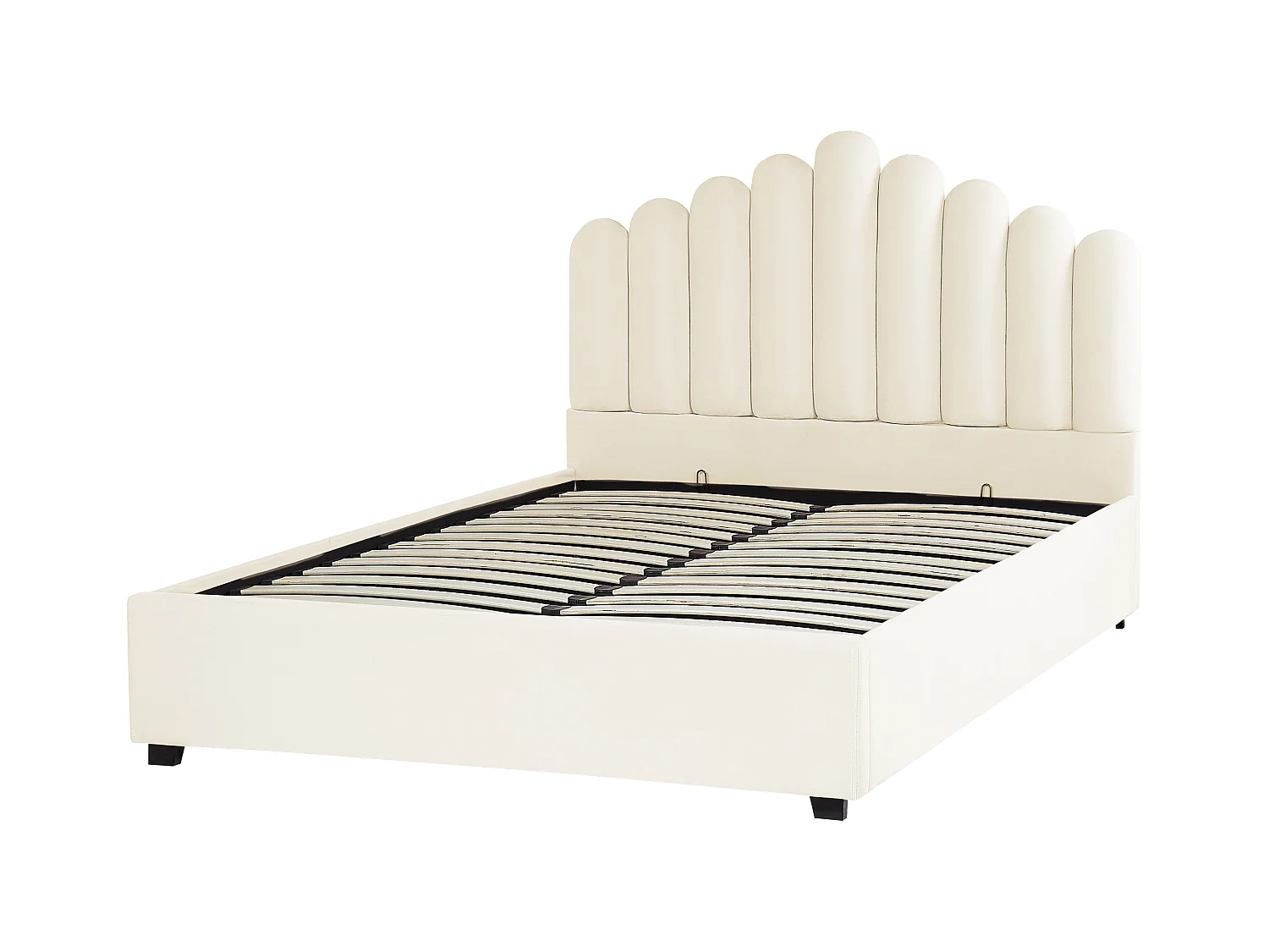 Lit ottoman Velours VINCENNES 160 x 200 cm Blanc cassé