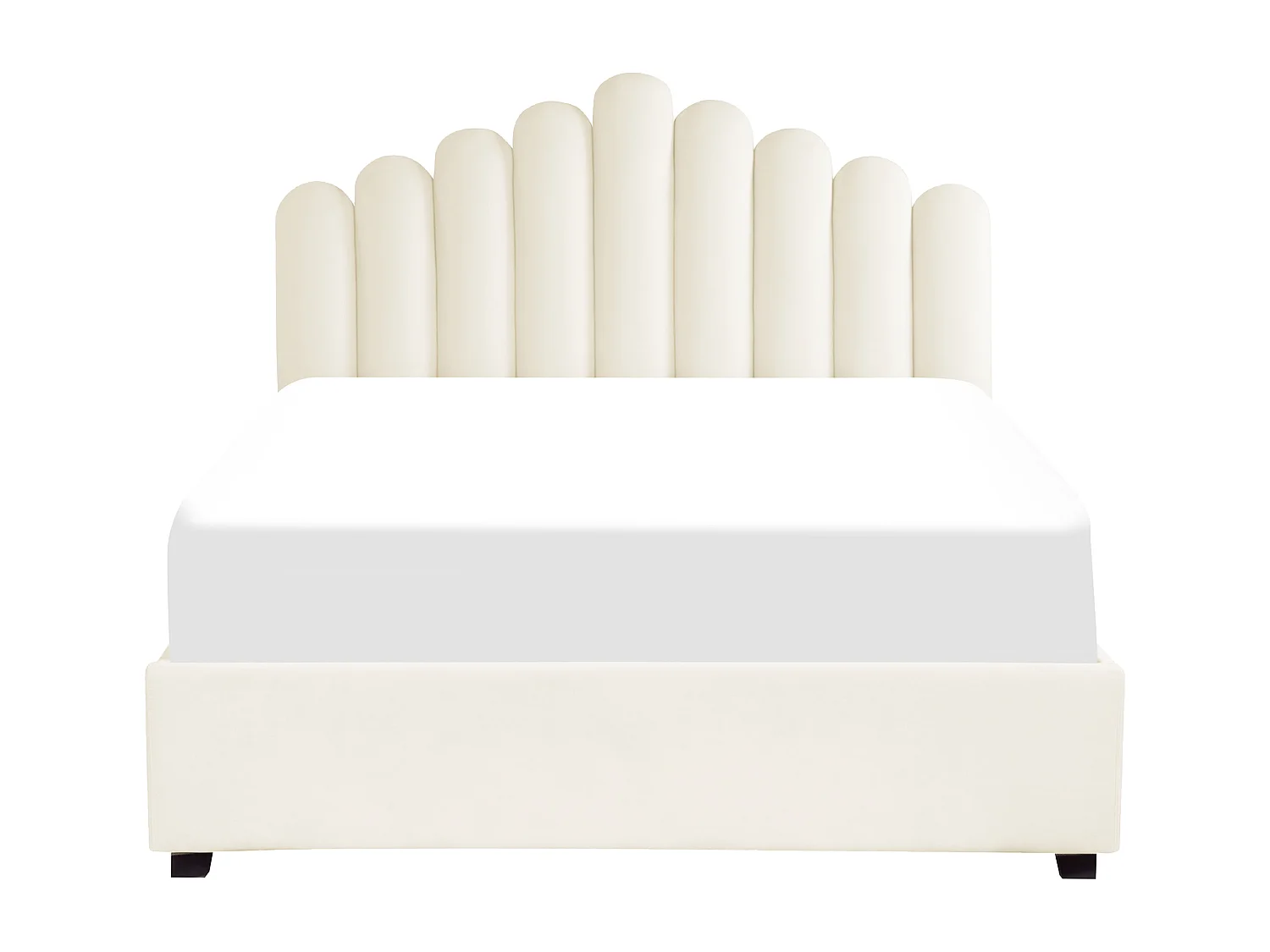 Lit ottoman Velours VINCENNES 160 x 200 cm Blanc cassé