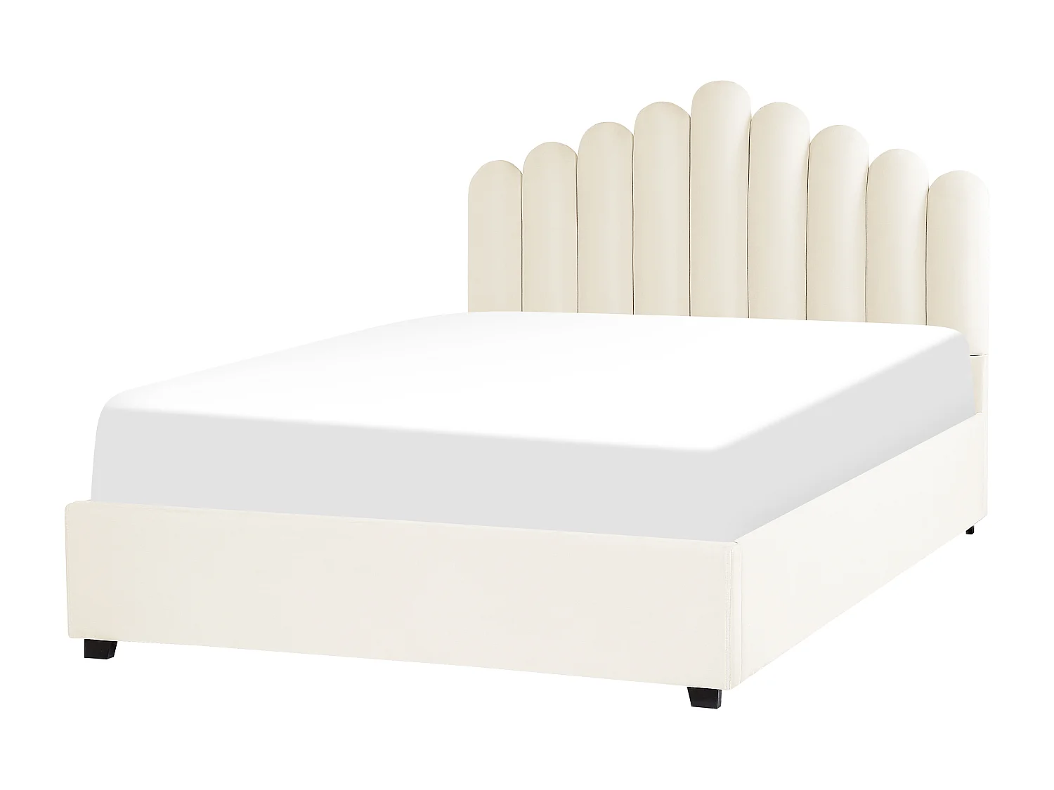 Letto con ottomano Velluto VINCENNES 160 x 200 cm Bianco sporco