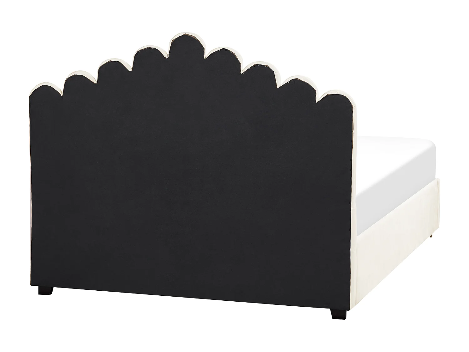 Polsterbett Samtstoff weiß 160 x 200 cm mit Stauraum muschelförmig Vincennes