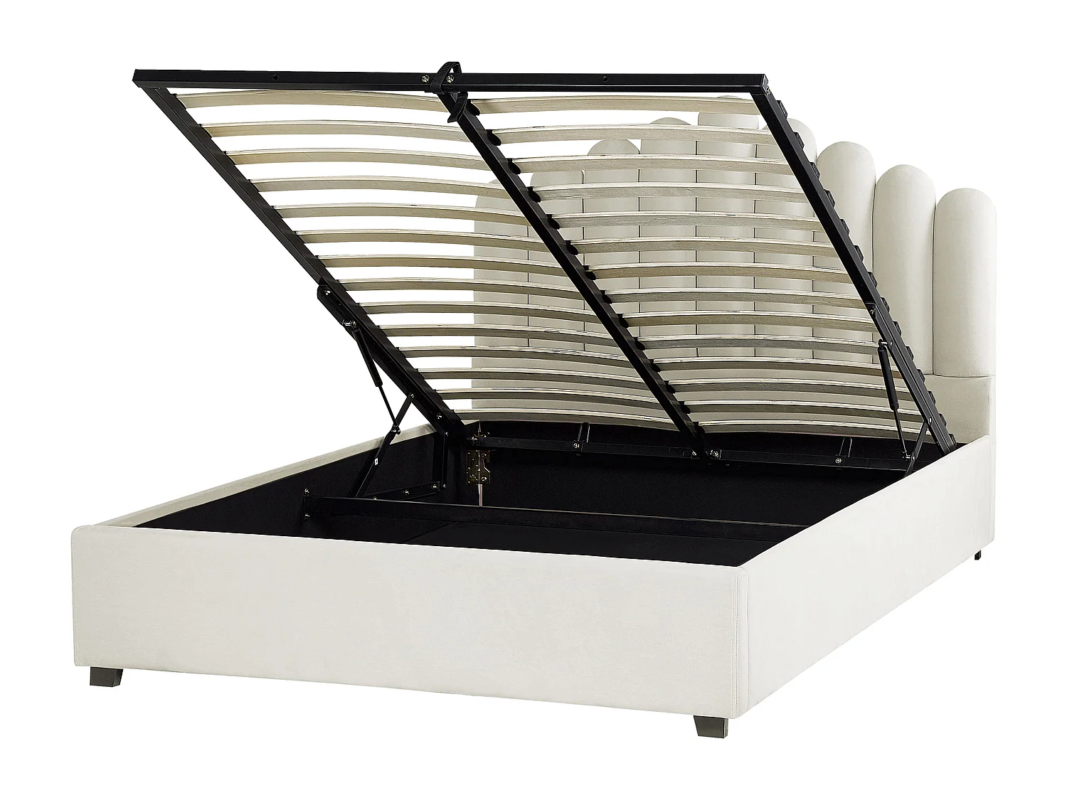 Bett mit Stauraum Samtstoff VINCENNES 160 x 200 cm Cremeweiss