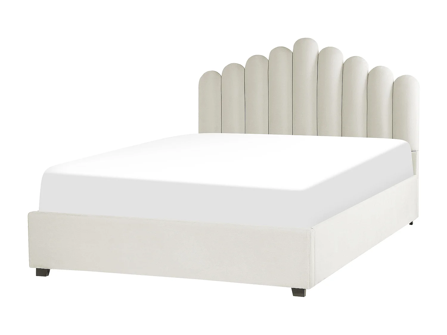 Bett mit Stauraum Samtstoff VINCENNES 160 x 200 cm Cremeweiss