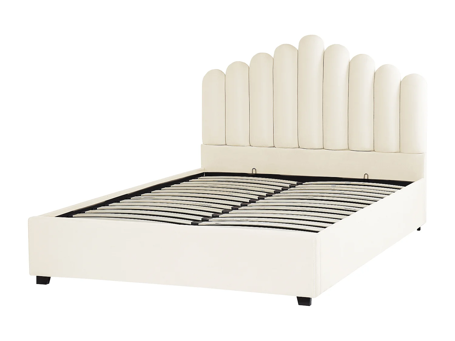 Bett mit Stauraum Samtstoff VINCENNES 160 x 200 cm Cremeweiss