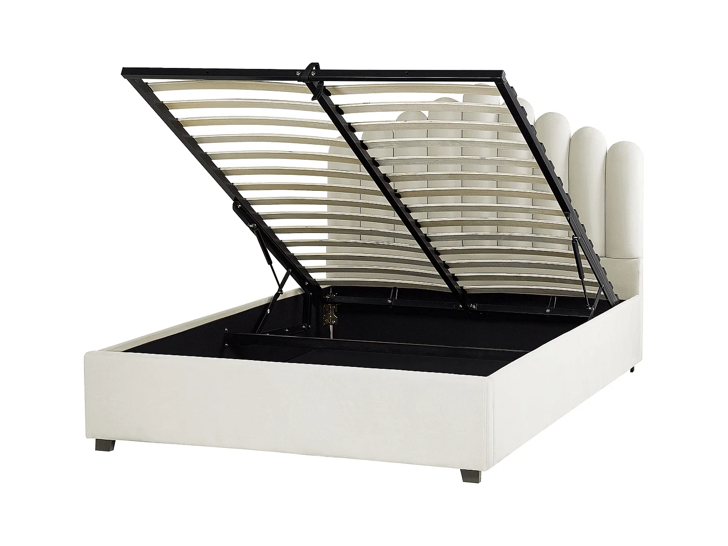 Lit ottoman Velours VINCENNES 140 x 200 cm Blanc cassé