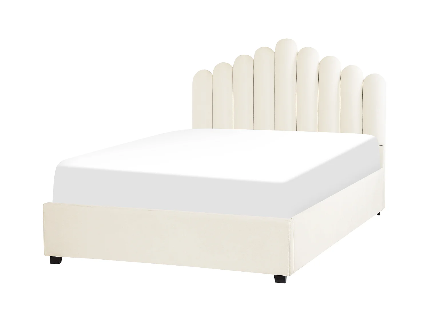 Lit ottoman Velours VINCENNES 140 x 200 cm Blanc cassé