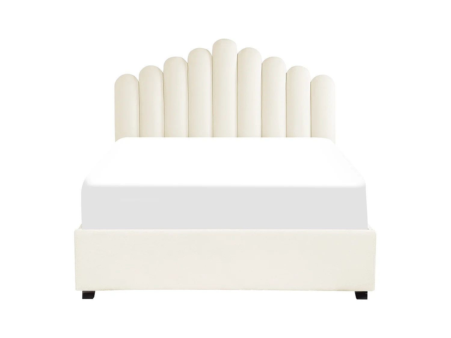 Lit ottoman Velours VINCENNES 140 x 200 cm Blanc cassé