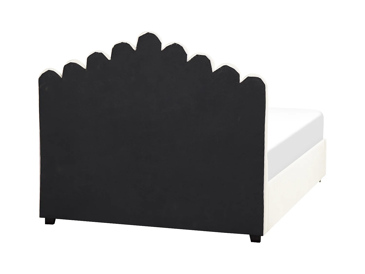 Lit ottoman Velours VINCENNES 140 x 200 cm Blanc cassé