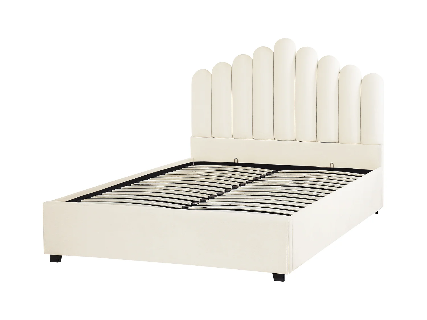 Lit ottoman Velours VINCENNES 140 x 200 cm Blanc cassé