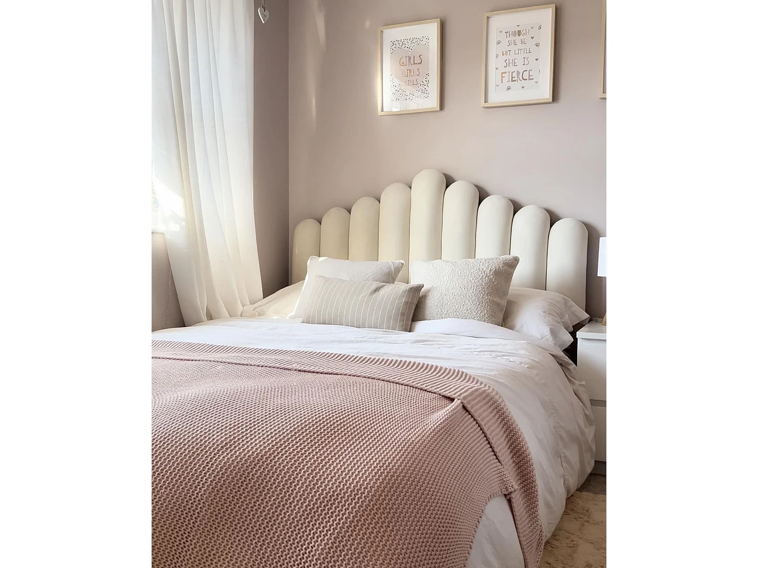 Lit ottoman Velours VINCENNES 140 x 200 cm Blanc cassé