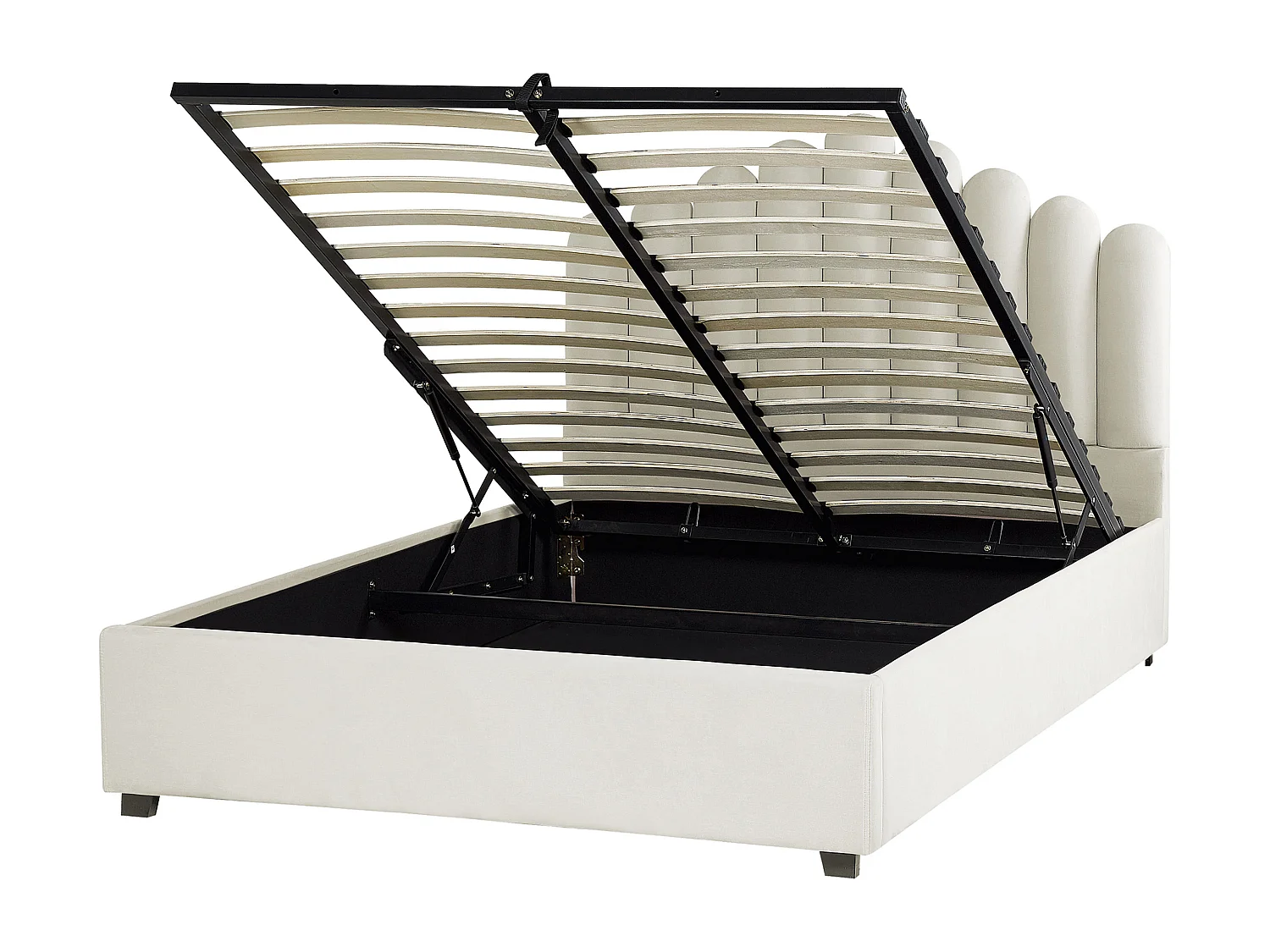 Lit ottoman Velours VINCENNES 140 x 200 cm Blanc cassé