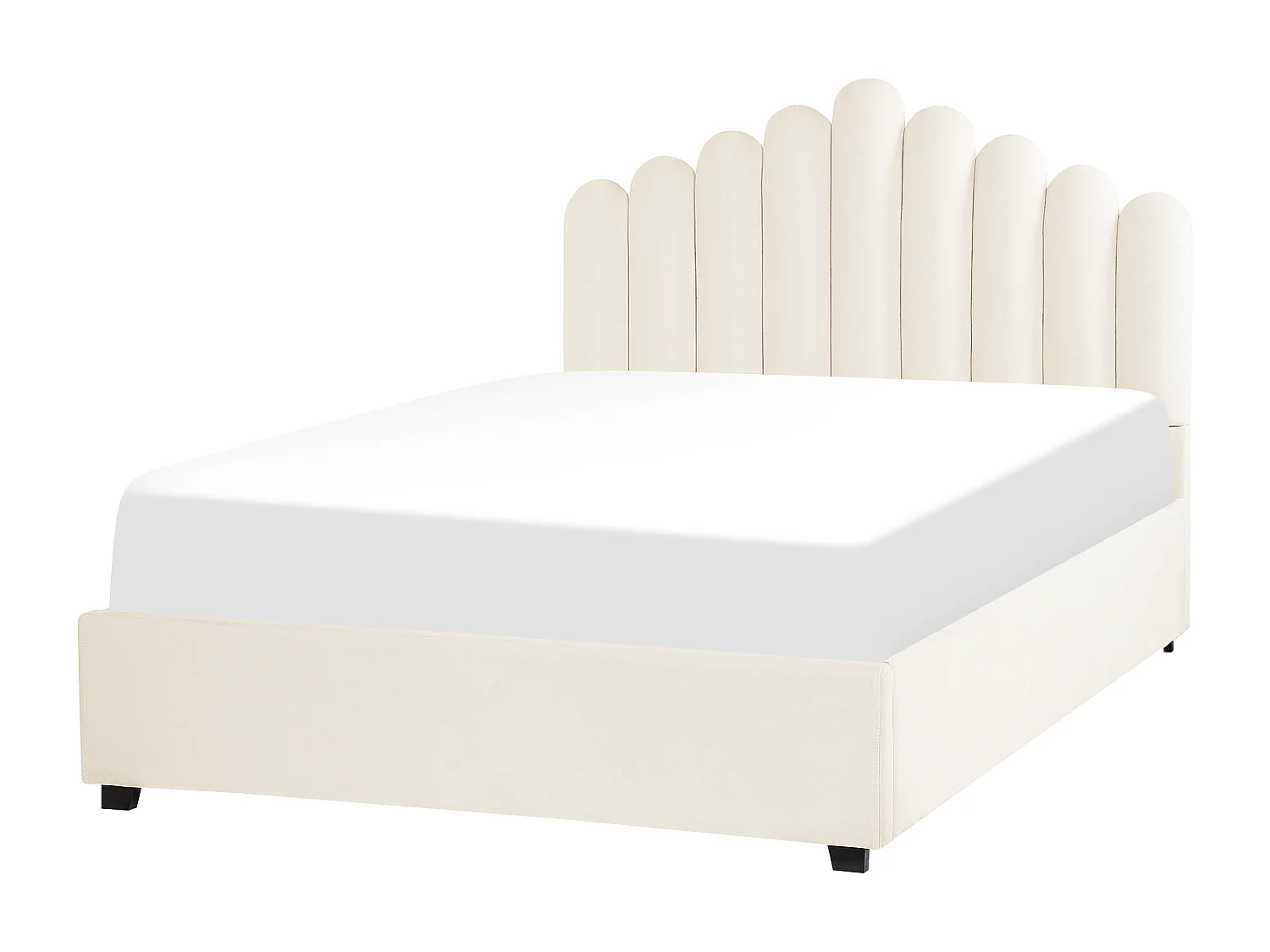 Lit ottoman Velours VINCENNES 140 x 200 cm Blanc cassé