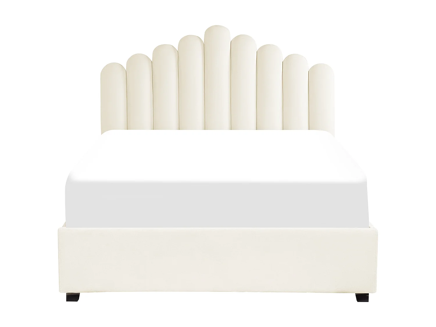 Lit ottoman Velours VINCENNES 140 x 200 cm Blanc cassé