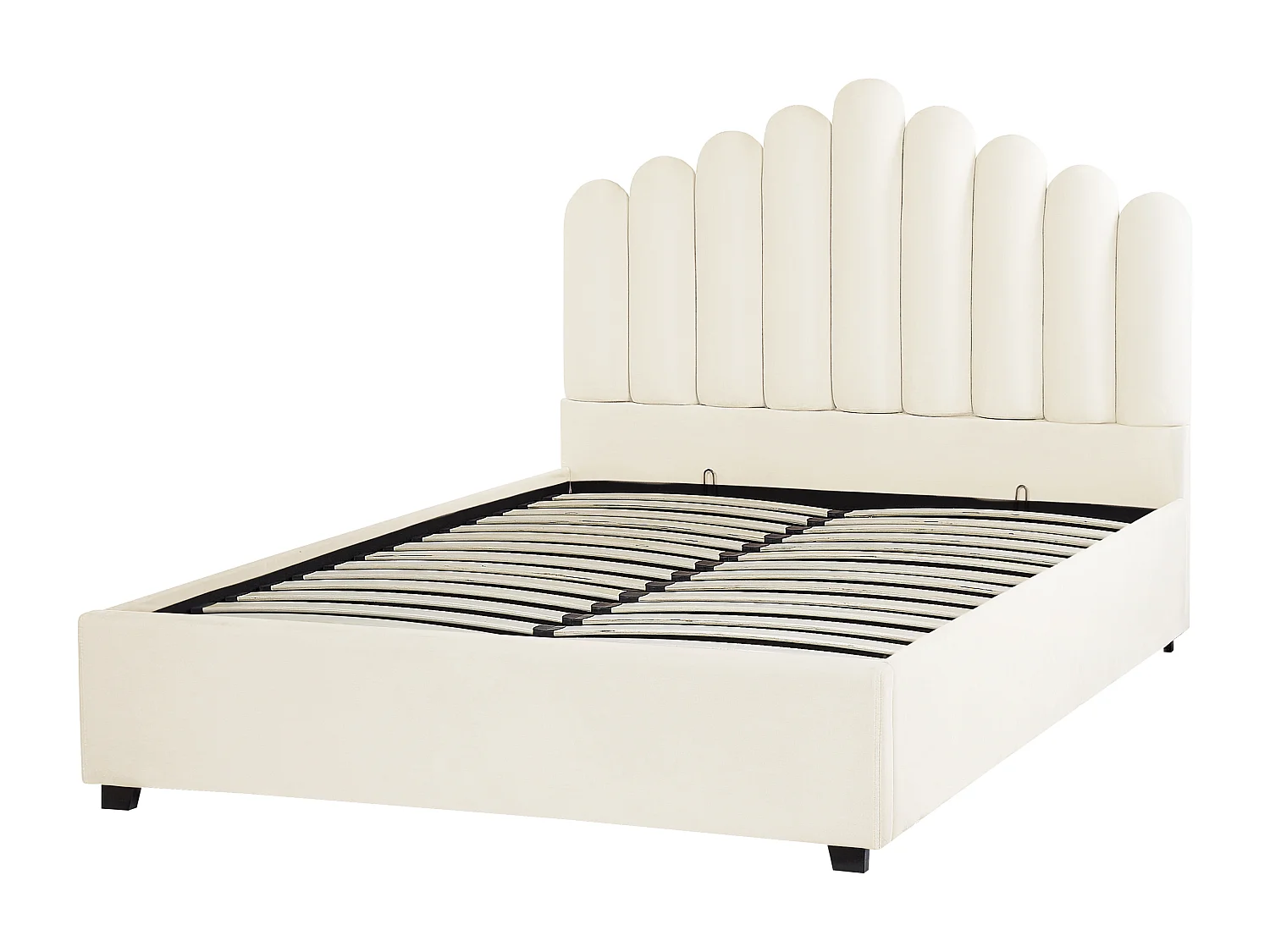 Bed met opbergruimte Fluweel VINCENNES 140 x 200 cm Gebroken wit